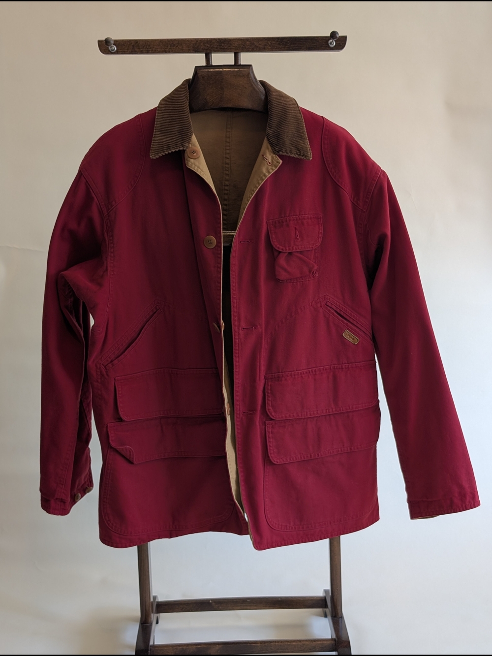 Vintage Polo Country Ralph Lauren Reversible Canvas Hunting Jacket Red Tan XL